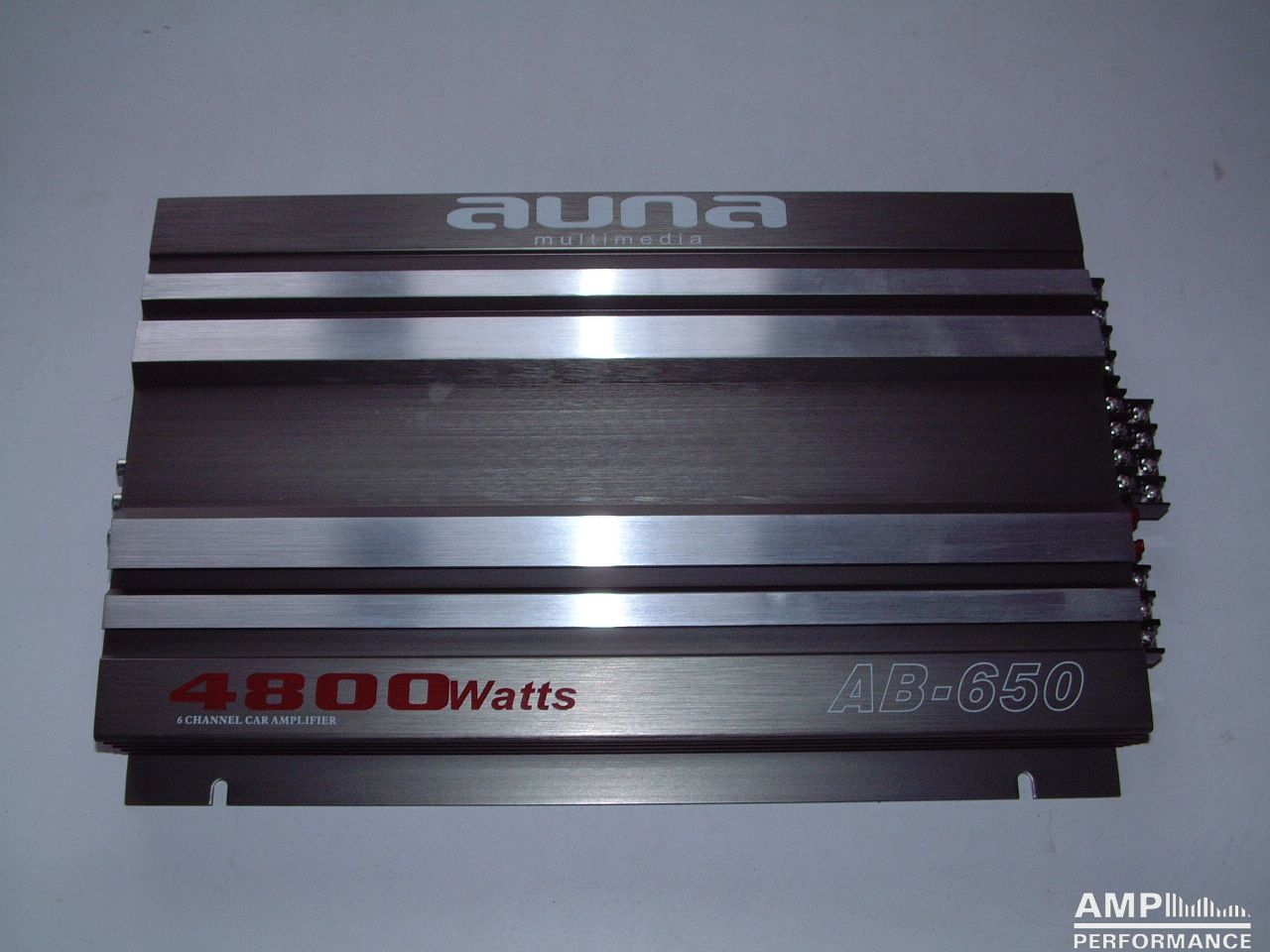 4800 Watt max, regelbarer Tiefpassfilter, Racing-Design, brückbar, 20 Hz-20 kHz Frequenz auna AB-650 Auto-Endstufe 6-Kanal-Verstärker Car HiFi Verstärker grau-Silber 